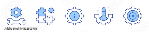 solution, options, rocket, setting. Gear Icon vector illustration. Line Duotone style. Editable stroke