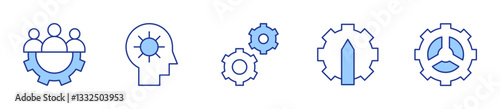 teamwork, functioning, gear, edit tools. Gear Icon vector illustration. Line Duotone style. Editable stroke