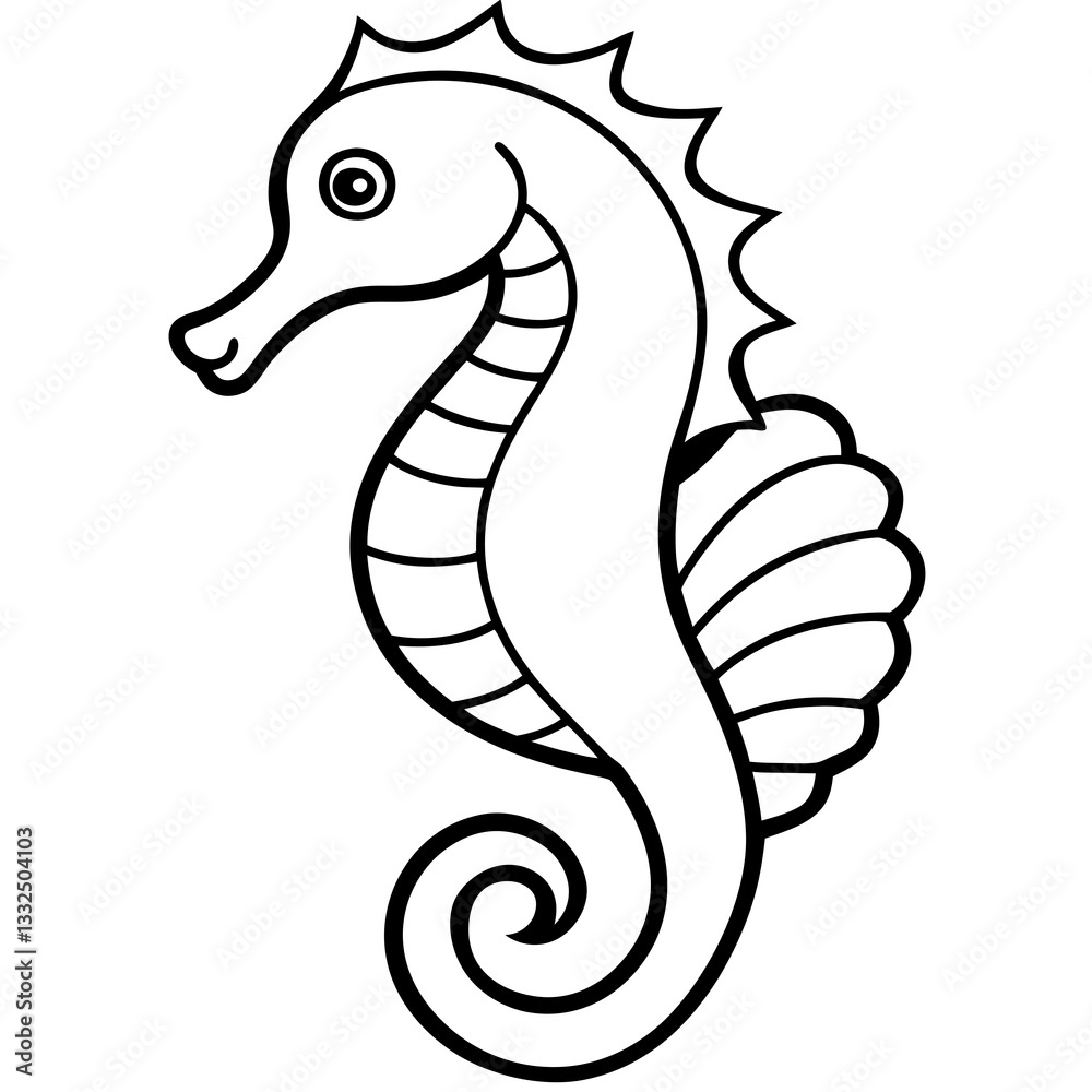 Fototapeta premium Elegant Seahorse Outline Illustration