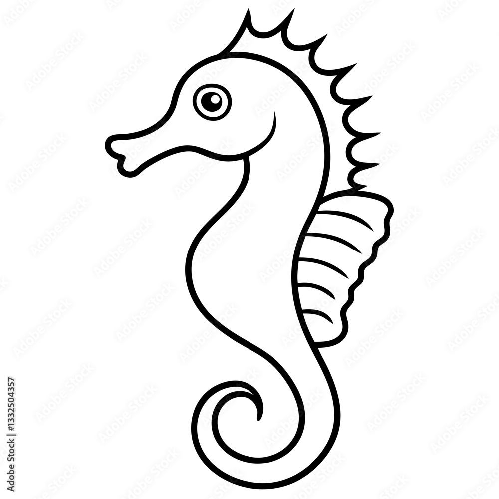 Fototapeta premium Elegant Seahorse Outline Illustration