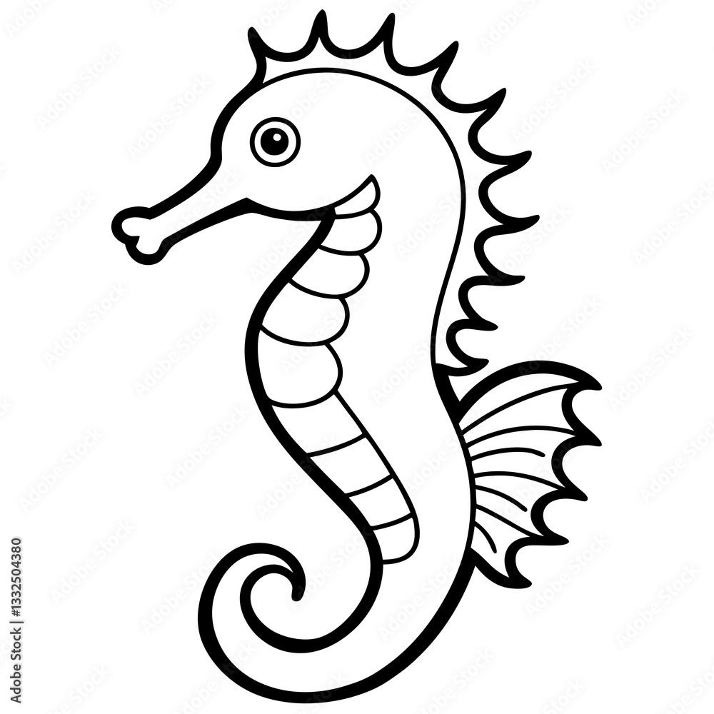 Fototapeta premium Elegant Seahorse Outline Illustration