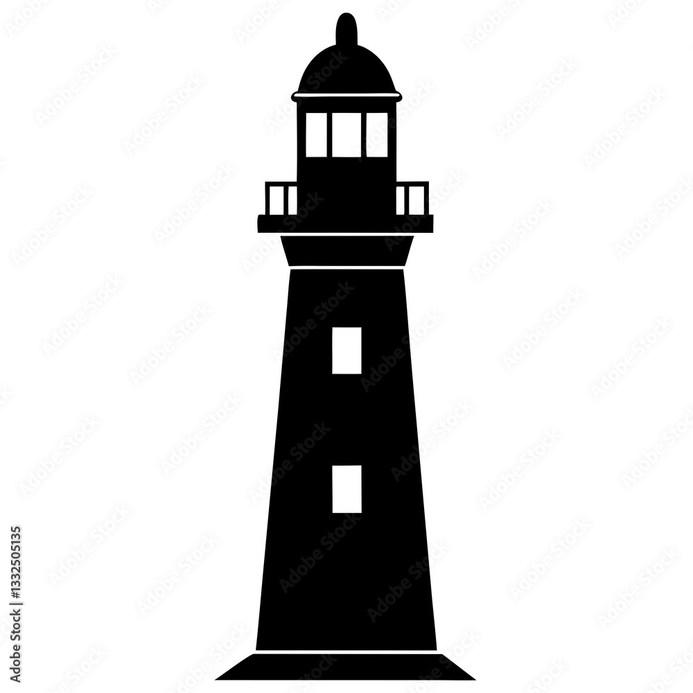 lighthouse black silhouette vector, Simple silhouette Design vector icon with white background. lighthouse black silhouette vector, Simple silhouette Design vector icon with white background.