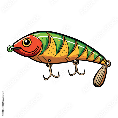 Detailed wooden-fishing-lure-with-vibrant colors.