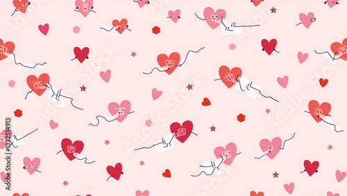 Playful Hearts and Cupids Seamless Tile Pattern for Cheerful Decor