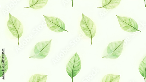 Watercolor Spring Leaves Seamless Pattern: Soft Greens & Natural Textures for Organic Designs