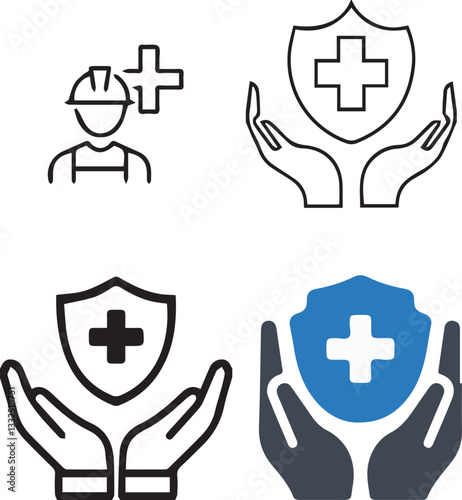 health and safety vector., heart, health, heartbeat, medicine, hospital, care, cardiogram vector set 