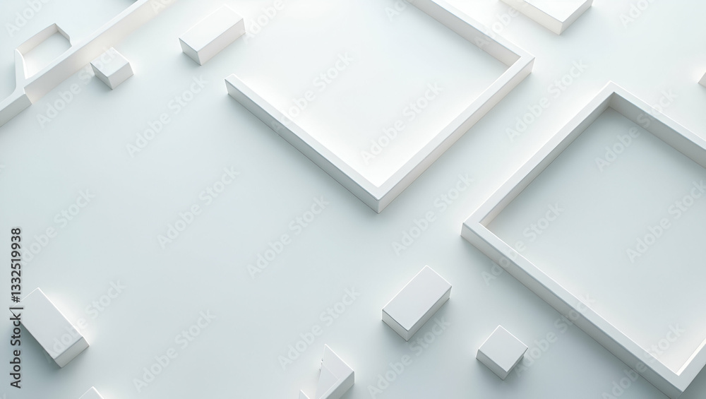 Flat Imagine repeating trapezoid frames micro tech connectors crisp white separation revealing future forward geometric precision concept as Trapezoid frames align with micro connectors crisp white pa Flat Imagine repeating trapezoid frames micro tech connectors crisp white separation revealing future forward geometric precision concept as Trapezoid frames align with micro connectors crisp white pa