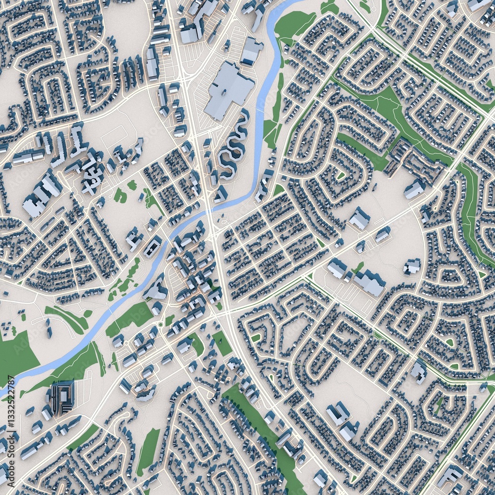 Obraz premium Alberta City Canada Map, 3D Rendering