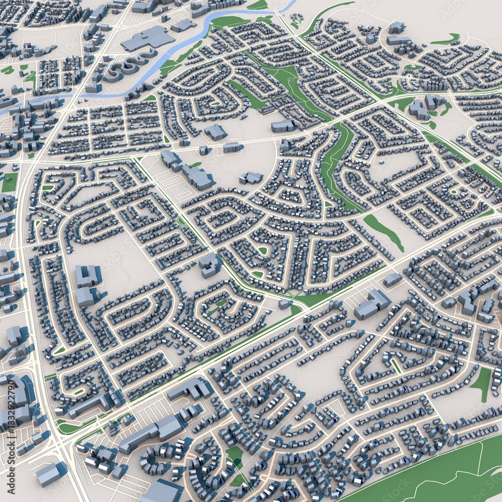 Fototapeta premium Alberta City Canada Map, 3D Rendering