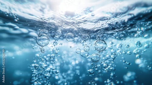 Underwater scene featuring bubbles rising gracefully in the clear ocean water environment