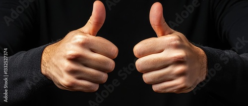 Positive gesture with thumbs up indoor setting digital art minimalistic background close-up perspective generative ai concept