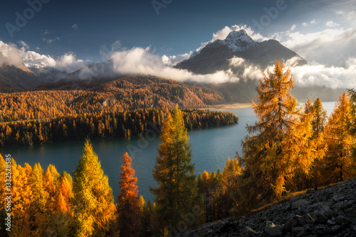 Obraz na płótnie Autumn in Switzerland - Grisons w salonie
