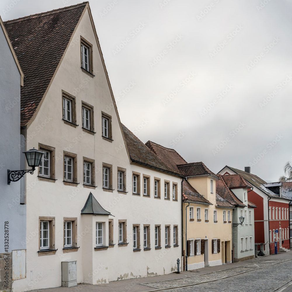 traditional buildings on cobbled street, Weissenburg, Germany