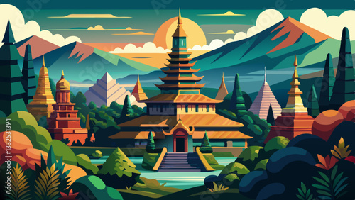 The best of landscape in Chiang mai. Pagodas Noppamethanedo