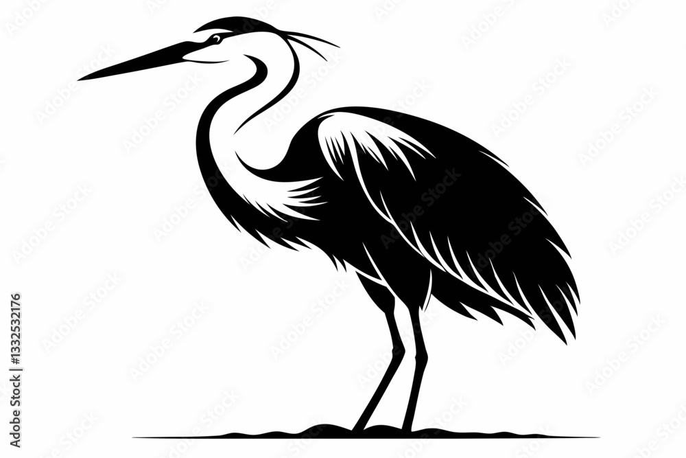 Fototapeta premium egret line art silhouette vector illustration
