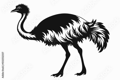 emu line art silhouette vector illustration