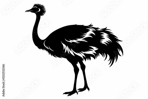 emu line art silhouette vector illustration