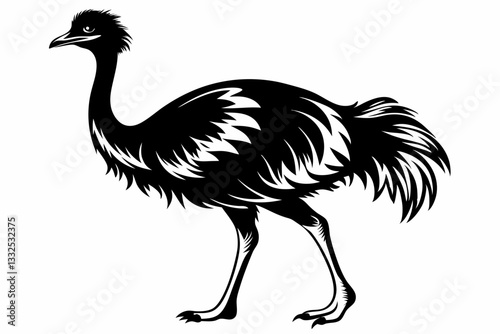 emu line art silhouette vector illustration