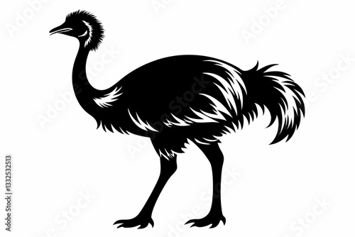 emu line art silhouette vector illustration