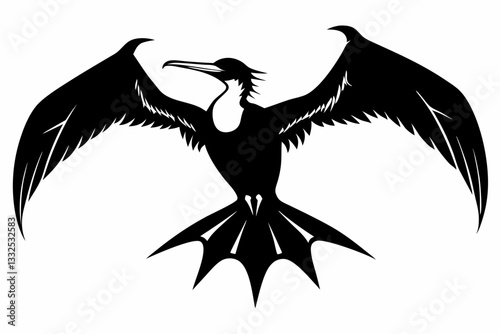 frigatebird line art silhouette vector illustration