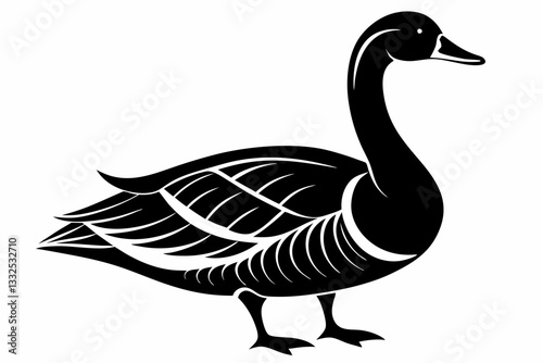 greylag goose line art silhouette vector illustration