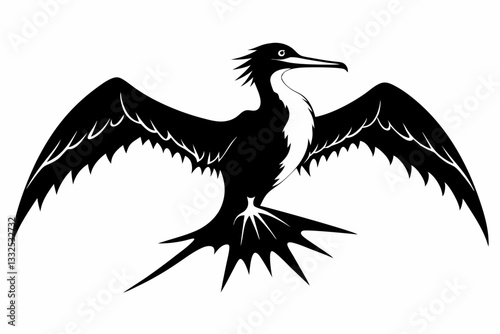 frigatebird line art silhouette vector illustration