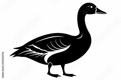 greylag goose line art silhouette vector illustration