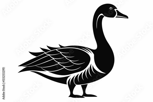 greylag goose line art silhouette vector illustration