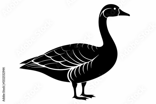 greylag goose line art silhouette vector illustration