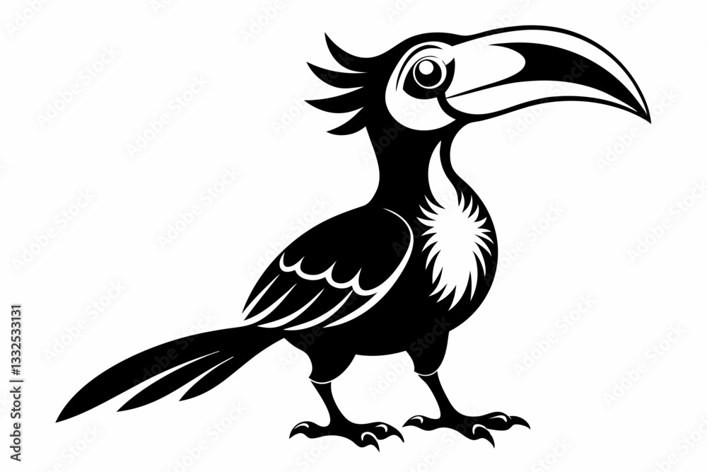 Fototapeta premium hornbill line art silhouette vector illustration