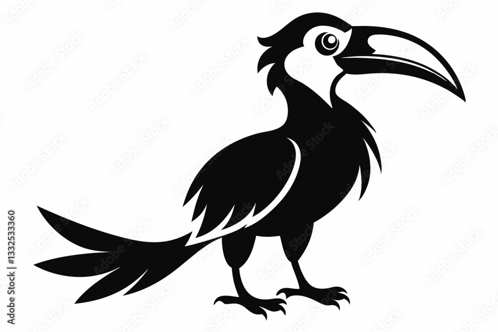 Fototapeta premium hornbill line art silhouette vector illustration