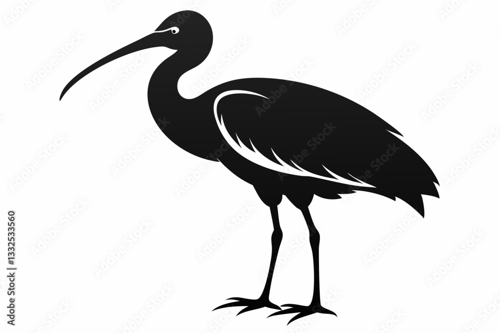 Naklejka premium ibis line art silhouette vector illustration