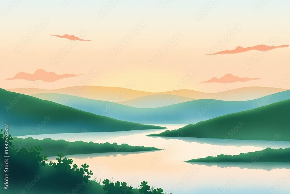 Obraz premium Tranquil River Landscape