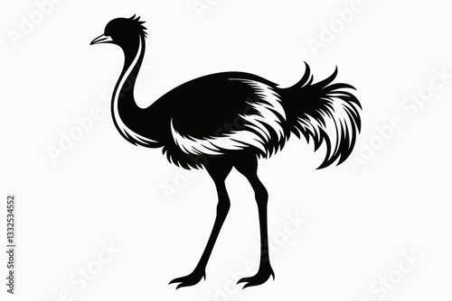 ostrich line art silhouette vector illustration