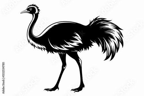 ostrich line art silhouette vector illustration