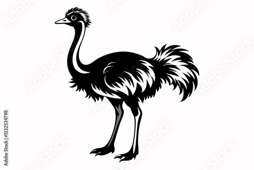 ostrich line art silhouette vector illustration