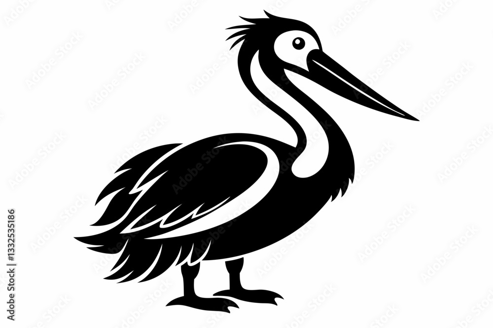 Fototapeta premium pelican line art silhouette vector illustration