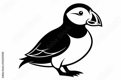 puffin line art silhouette vector illustration