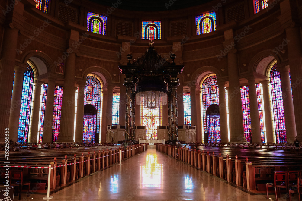 Architectural beauty of Basilica of Our Lady of Peace in Yamoussoukro, Ivory Coast at sunrise