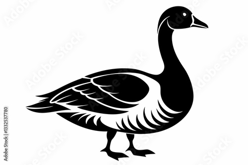 snow goose line art silhouette vector illustration