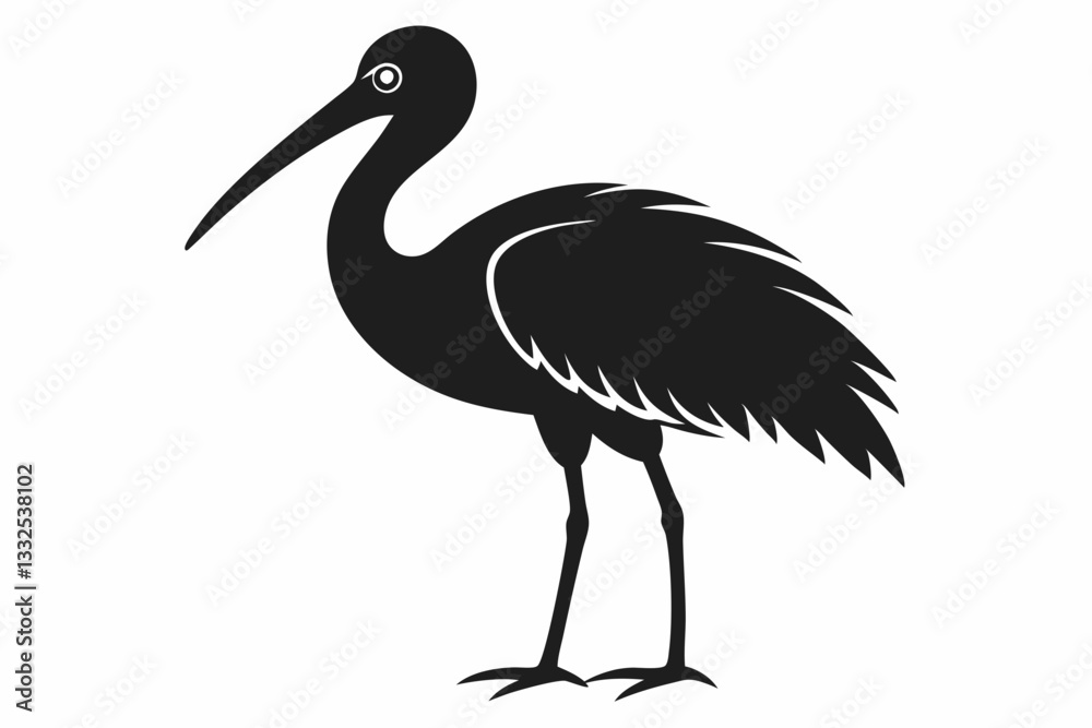 Naklejka premium stork bird line art silhouette vector illustration