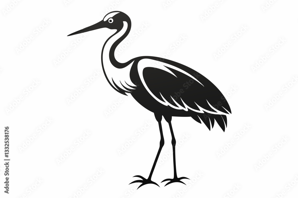 Fototapeta premium stork bird line art silhouette vector illustration