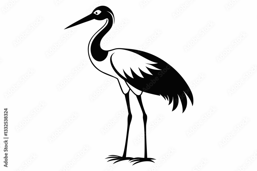 stork bird line art silhouette vector illustration