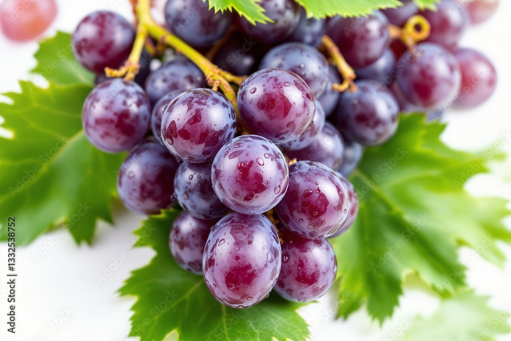 Fototapeta premium Close-up of fresh purple grapes with water droplets.