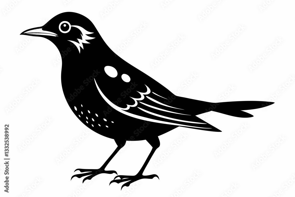 Fototapeta premium thrush bird line art silhouette vector illustration