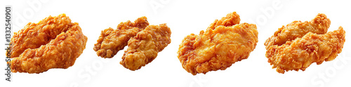 Collection of chicken tenders isolated on transparent background