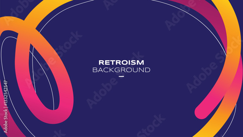 Abstract Retro Color Background with Dynamic Gradient Lines. Vector 3D Curve Ribbons. Wavy Rainbow Graphic Design