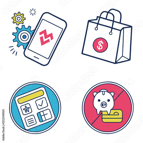 Finance & E-Commerce Line Icons Set