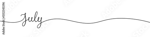 July month continuous one line drawing with word. Minimalistic drawing of phrase illustration.