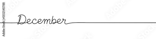Quadro su tela December month continuous one line drawing with word